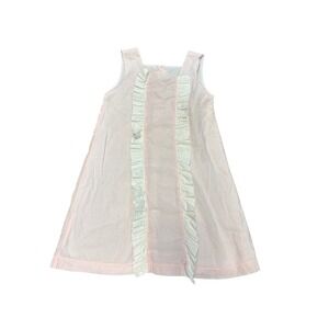 Bella‎ Bliss Kids Dress Size 8 Pink White Ruffle Sleeveless Cotton